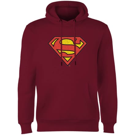 Official Superman Crackle Logo Hoodie - Burgundy - L