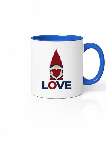 Valentijn Kabouter Liefdes Mok met Hart & Blauwe Rand | Uniek Cadeau