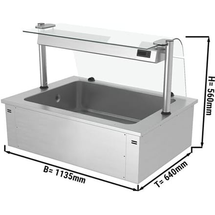 GGM Gastro Einbau Eiswanne - 1000mm - 3x GN 1/1 - 130 Liter - mit Glas-Hustenschutz Zilver