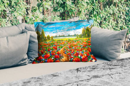 Buitenkussens - Olieverf - Schilderij - Bloemen - Landschap - 60x40 cm - Weerbestendig
