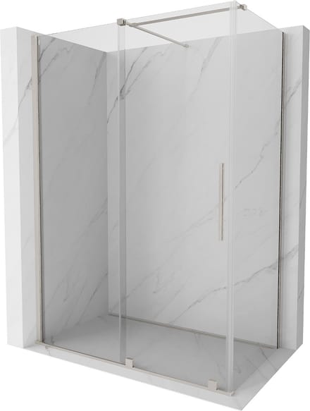 Mexen Velar schuifbare douchecabine 140 x 80 , transparant, geborsteld nikkel - 871-140-080-01-97