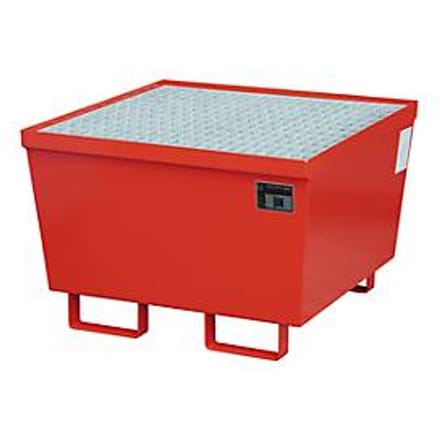 Opvangbak BAUER AM-1, met rooster, staal, 215 l, B 800 x D 800 x H 545 mm, rood