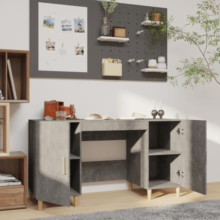 vidaXL - Bureau - 140x50x75 - cm - bewerkt - hout - betongrijs