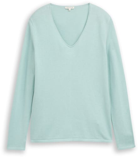 Tom Tailor - Gebreide trui met V-hals - Maat M - blue haze