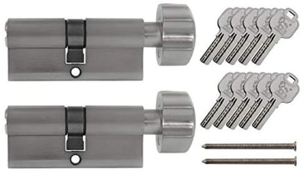 Knopcilinder 80 mm 40/40 gelijksluitend met 10 sleutels