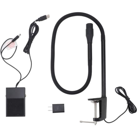 Wimperverlenging UV Lamp Zwanenhals LED Verstelbare Spotgrootte met Klem Voetpedaalschakelaar UV Nagel black