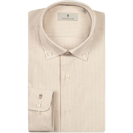 Thomas Maine Overhemd Torino Button-Down Brushed Oxford Stripe Zand / male