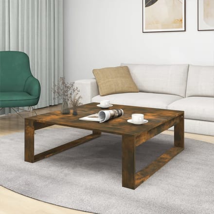 vidaXL - Salontafel - 100x100x35 - cm - bewerkt - hout - gerookt - eikenkleurig