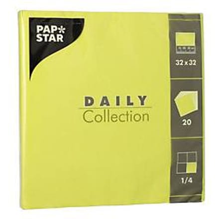 Papstar "Daily Collection" servetten, met ¼ vouw, 320 x 320 mm, 20 stuks, limoengroen