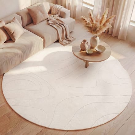 FRAAI Rond Scandinavisch vloerkleed - Charm Shapes Wit - Ø 120cm