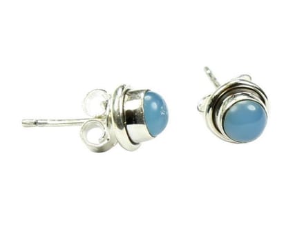 Zilveren knop oorbellen Chalcedoon 925 zilver