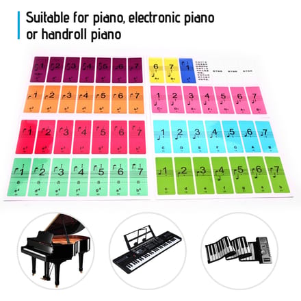 Pianotoetsen Stickers voor Beginners voor 88 61 54 Toetsen Piano veelkleurig