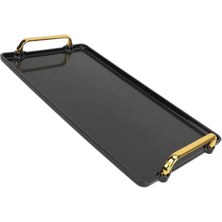 Grote Handvat Dienblad Dubbele Oor Plastic Dienblad Rechthoekig Stabiel Multifunctioneel Dienblad voor Display zwart