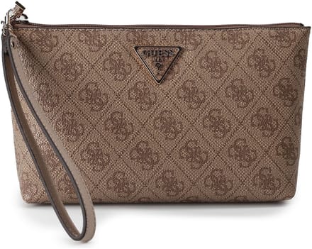 GUESS accessoiretas Laurel II Wristlet Pouch Latte Logo bruine