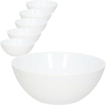 Plasticforte Serveerschaal/saladeschaal - 6x - D20 x H8 cm - kunststof - wit