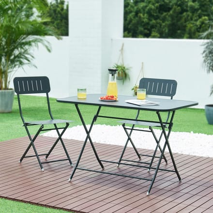 Klaptafel Sande tuintafel metaal vierkant 71x110x70 cm zwart [en.casa]