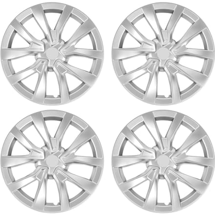 4PCS Cache-moyeu de roue 18 pouces Couvercle de moyeu de roue à enveloppe complète Garniture de remplacement pour Tesla Model 3 2017 à 2023 Silver white