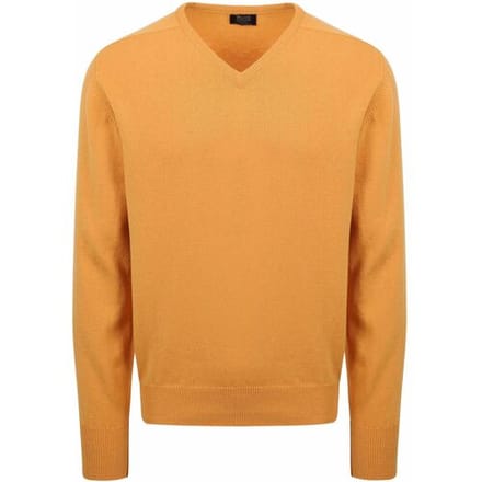William Lockie V-Hals Lamswol Geel - Maat M - Heren - Pullovers