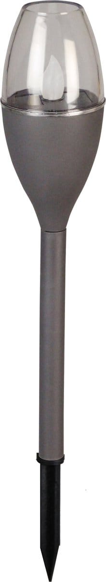 Luxform Solar tuinlamp - 1x - grijs - LED Flame effect - oplaadbaar - D6,2 x H38 cm