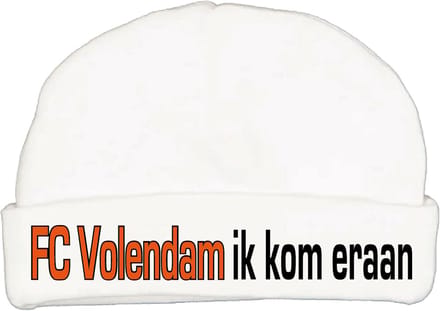 Babymutsje met de tekst: FC Volendam ik kom eraan !
