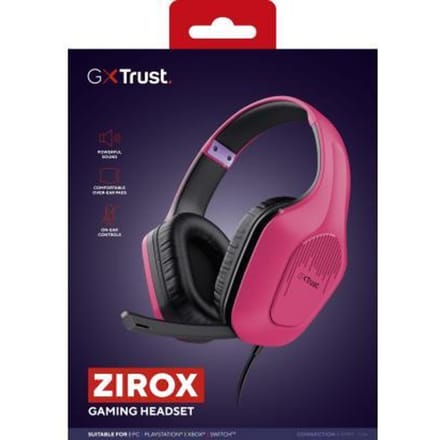 Trust GXT 415P Zirox - Gaming Headset - Bedraad - 50mm Drivers - Over-ear - Roze