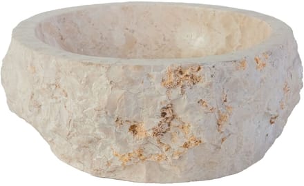 Geërodeerde Natuurmarmeren Waskom – 30-35x15 cm – Crème