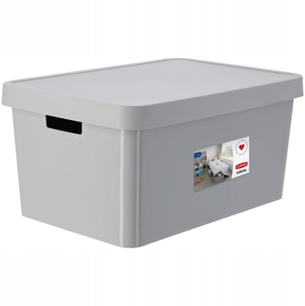 Curver 233941 Infinity Opbergbox met deksel 45L Grijs met Handgrepen