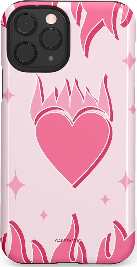 Casetastic hoesje geschikt voor Apple iPhone 11 Pro - Dubbellaagse bescherming - Hartenvuur - Fashion Case - Wit Koraal Lichtroze