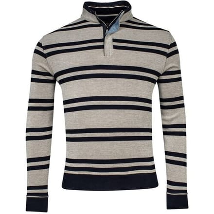 Baileys Trui Sweat Half Zip Piqué Yarn Dyed Stripes Two-Tone Doubleface Olive / male