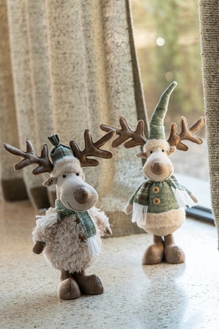 J-Line figuur Eland Sjaal - polyresin - wit/groen - 2 stuks