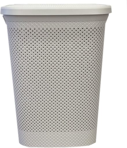 Bathroom Solutions Wasmand - creme wit - 60 liter - 37 x 46 x 60 cm - met deksel