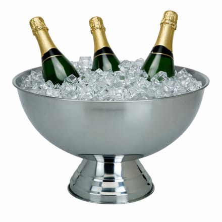 Excellent Houseware Champagnekoeler - op voet - RVS - zilver - 39x24 cm - schaal