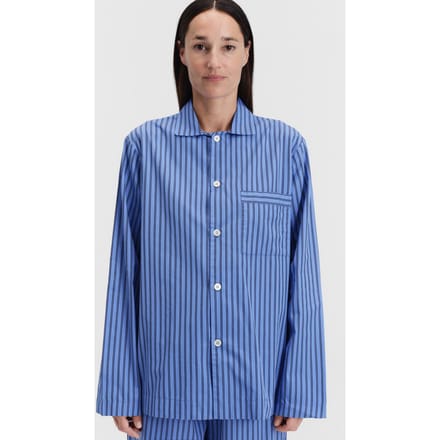 Tekla Unisex Poplin, Pyjamas Shirt Boro Stripes Maat: XXS | Longsleeves Outlet | Unisex | Blauw