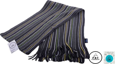 P&T Mannen Sjaal Gestreept - Grijs-Geel - 180 x 25 cm