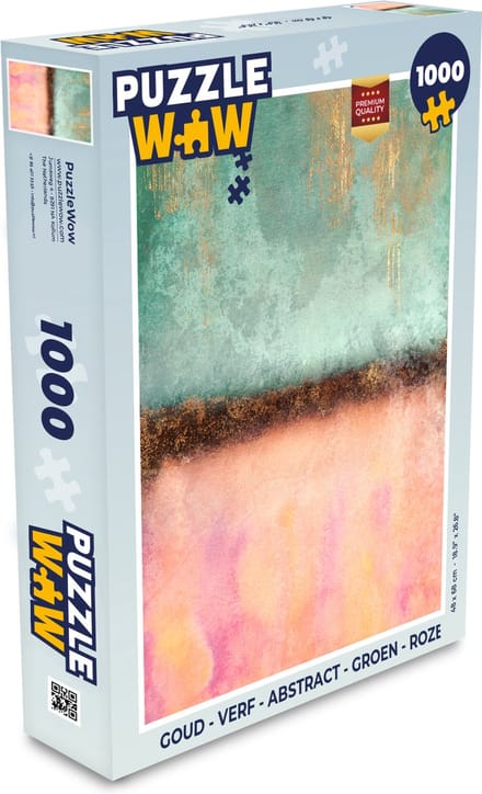 Puzzel Goud - Verf - Abstract - Groen - Roze - Legpuzzel - Puzzel 1000 stukjes volwassenen