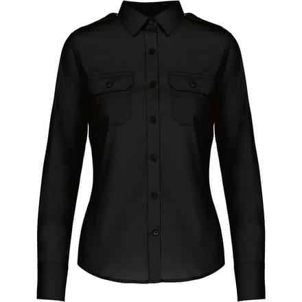 Kariban Damespilootoverhemd lange mouwen K506 - Black - XL