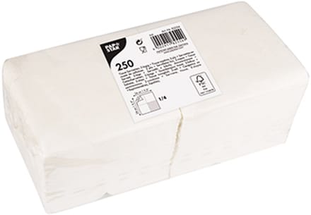 8x 250 Servetten 2-laags 1/4 vouw 24 cm x 24 cm wit