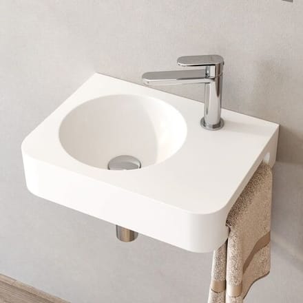 Kronenbach Stone hand wash basin 45 x 33 cm with towel rail, basin left with tap hole KB137515BK