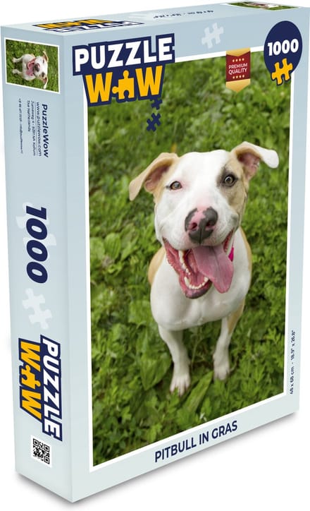 Puzzel Pitbull in gras - Legpuzzel - Puzzel 1000 stukjes volwassenen
