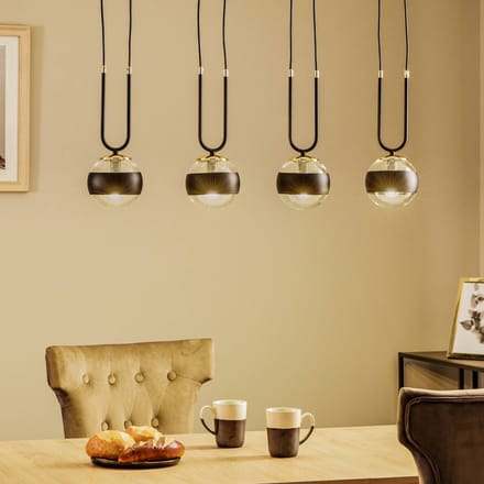 EMIBIG LIGHTING Hanglamp Linear, zwart/helder, 4-lamps