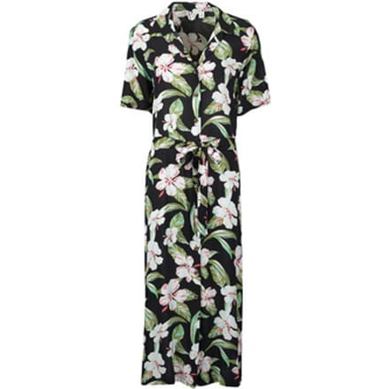 Roxy Island Escape Printed Midi-jurk Met Korte Mouwen Zwart M Vrouw