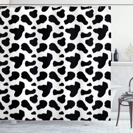 ABAKUHAUS Koeprint Douchegordijn – Koeienhuid Zwart/Wit, 175×200 cm
