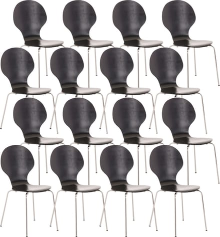 CLP Diego Set van 16 bezoekersstoelen Hout/zwart