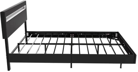 Zwevend Bed Lissabon - 140x200cm - Kunstleer - Incl. LED - Zwart