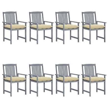 vidaXL - Tuinstoelen - 8 - st - met - kussens - massief - acaciahout - grijs