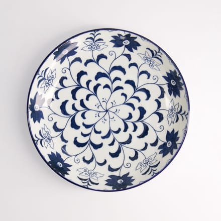 Tokyo Design Studio - Tokyo Blue Botan - Ontbijtbord - Blauw/Wit - 21,5 x 3,4 cm
