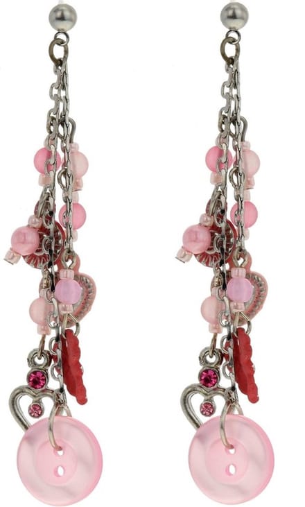 Behave - Oorhangers dames - Speelse retro look - Roze met hangertjes