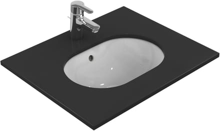 Ideal Standard Connect onderbouwwastafel ovaal 48x35cm met overloop zonder kraangat wit