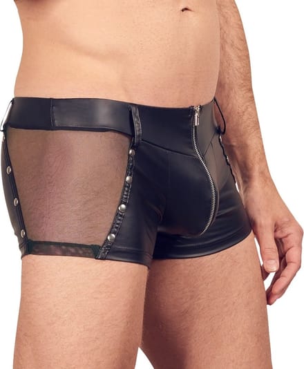 Wetlook Shorts met Studs en Inzetstukken