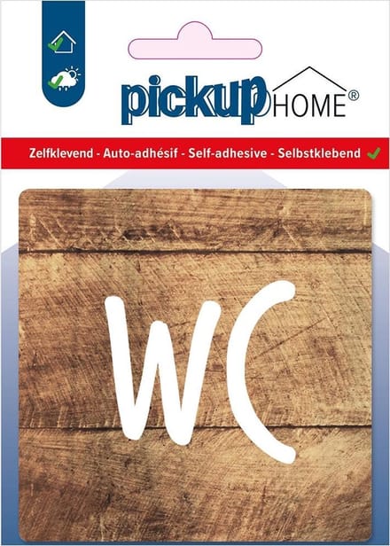 Pickup WC hout - 90x90 mm Pictogram Route Acryl